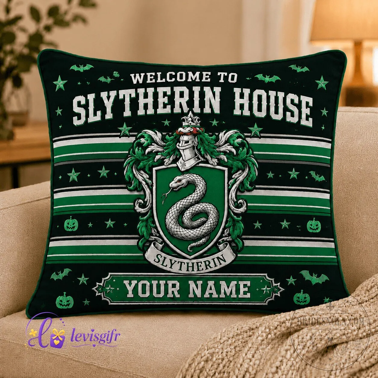 Slytherin House Personalized Halloween Decorative Pillow Case