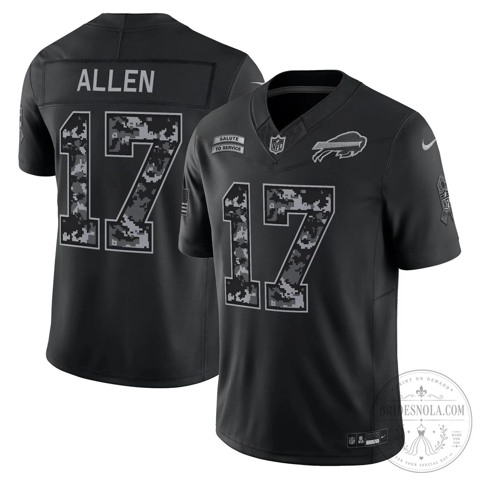 Buffalo Bills Josh Allen Salute To Service Black Football Jersey