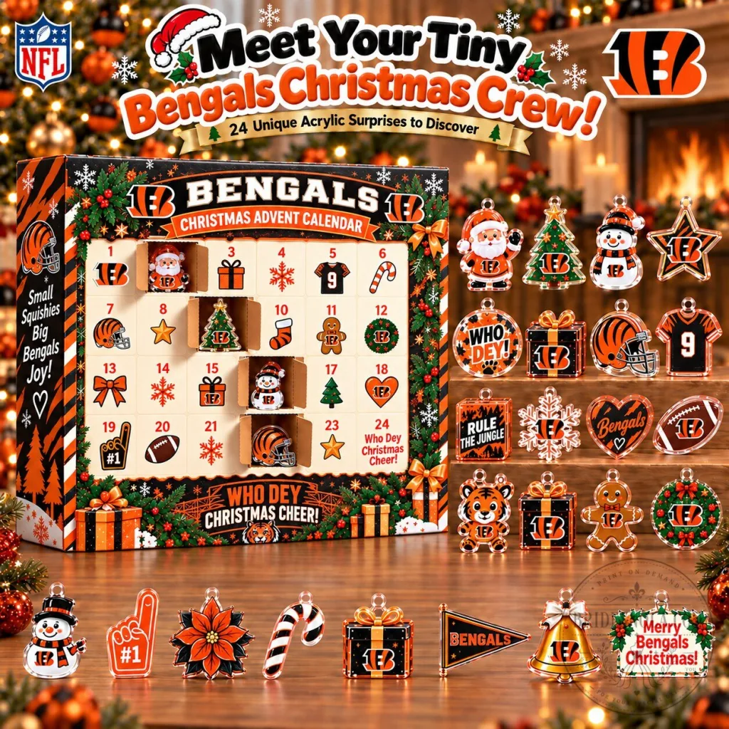 Cincinnati Bengals Christmas Advent Calendar with 24 Acrylic Ornaments Cincinnati Bengals Christmas Advent Calendar with 24 Acrylic Ornaments