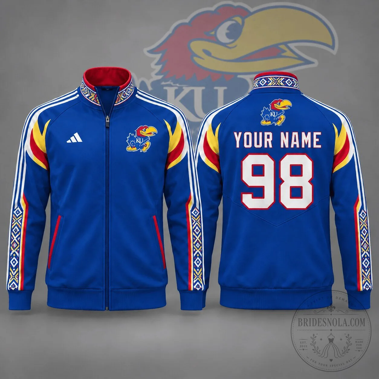 Kansas Jayhawks Personalized Tradition Line Full Zip Track Jacket