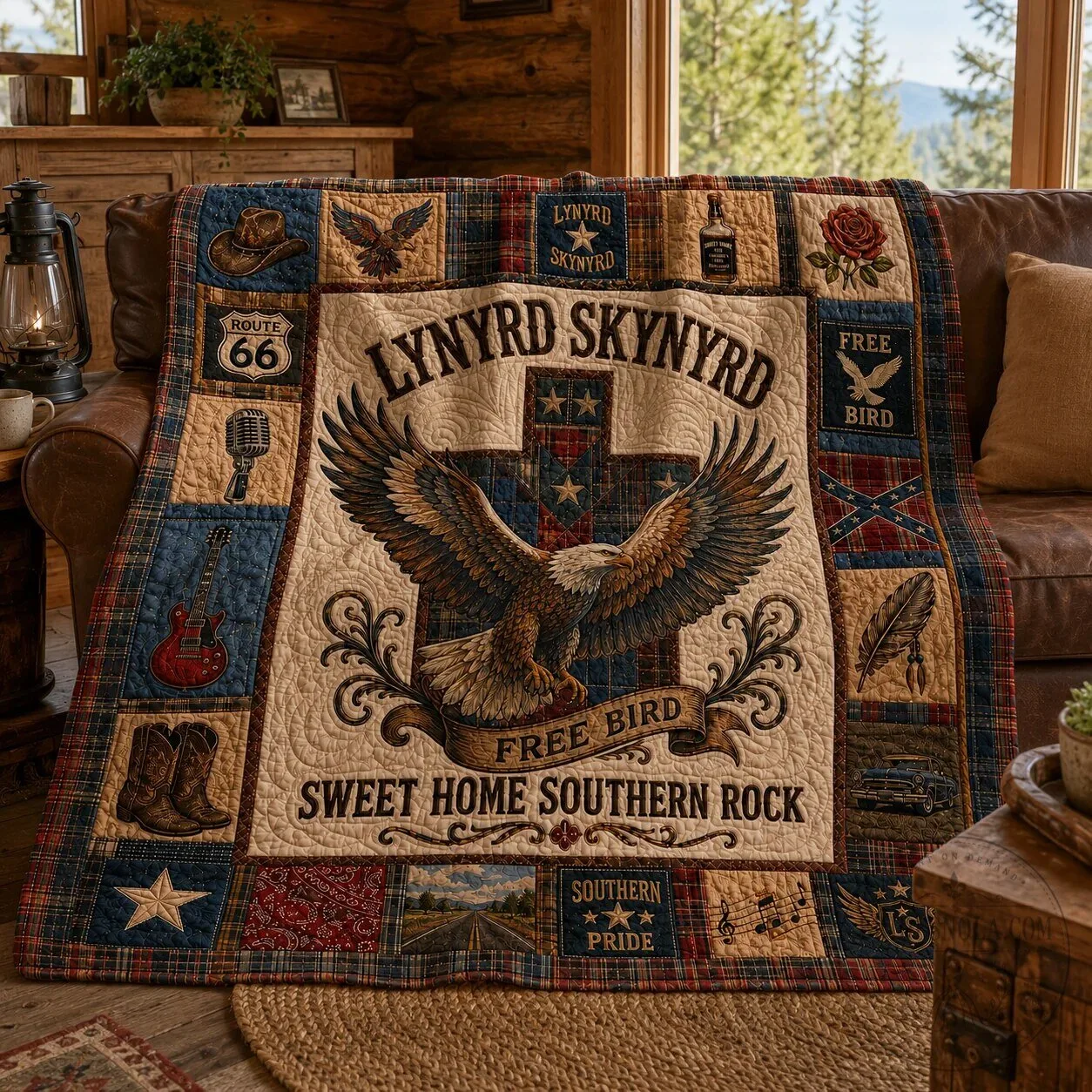 Lynyrd Skynyrd Free Bird Sweet Home Southern Rock Quilt Blanket