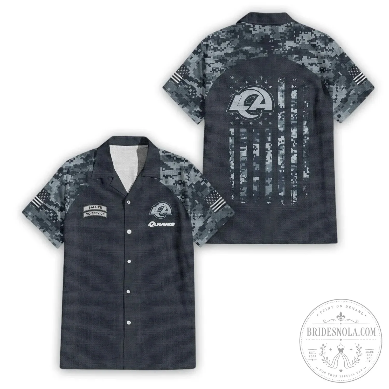 Los Angeles Rams Salute To Service Digital Camouflage Hawaiian Shirt