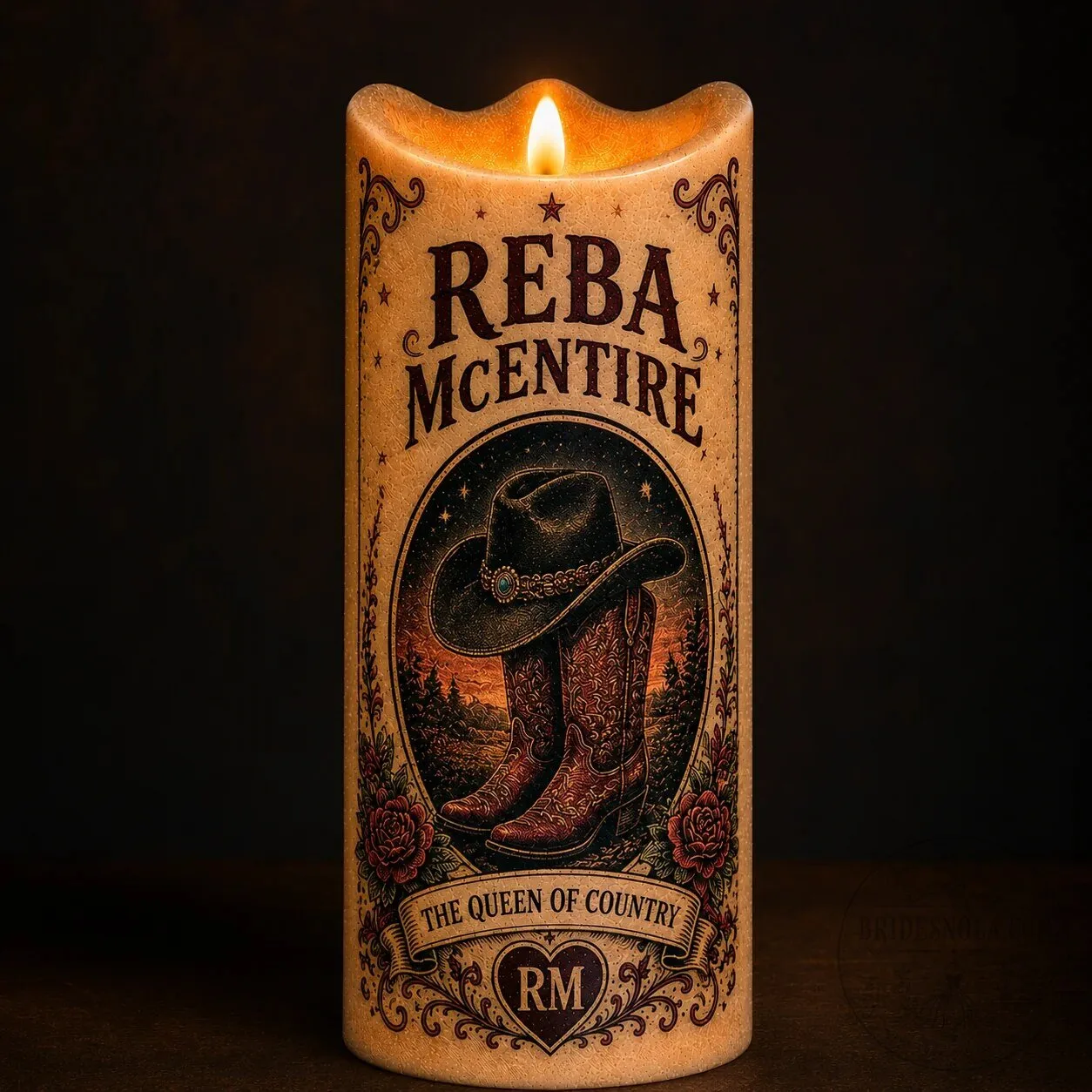 Country Music Reba McEntire The Queen of Country Flameless Candle