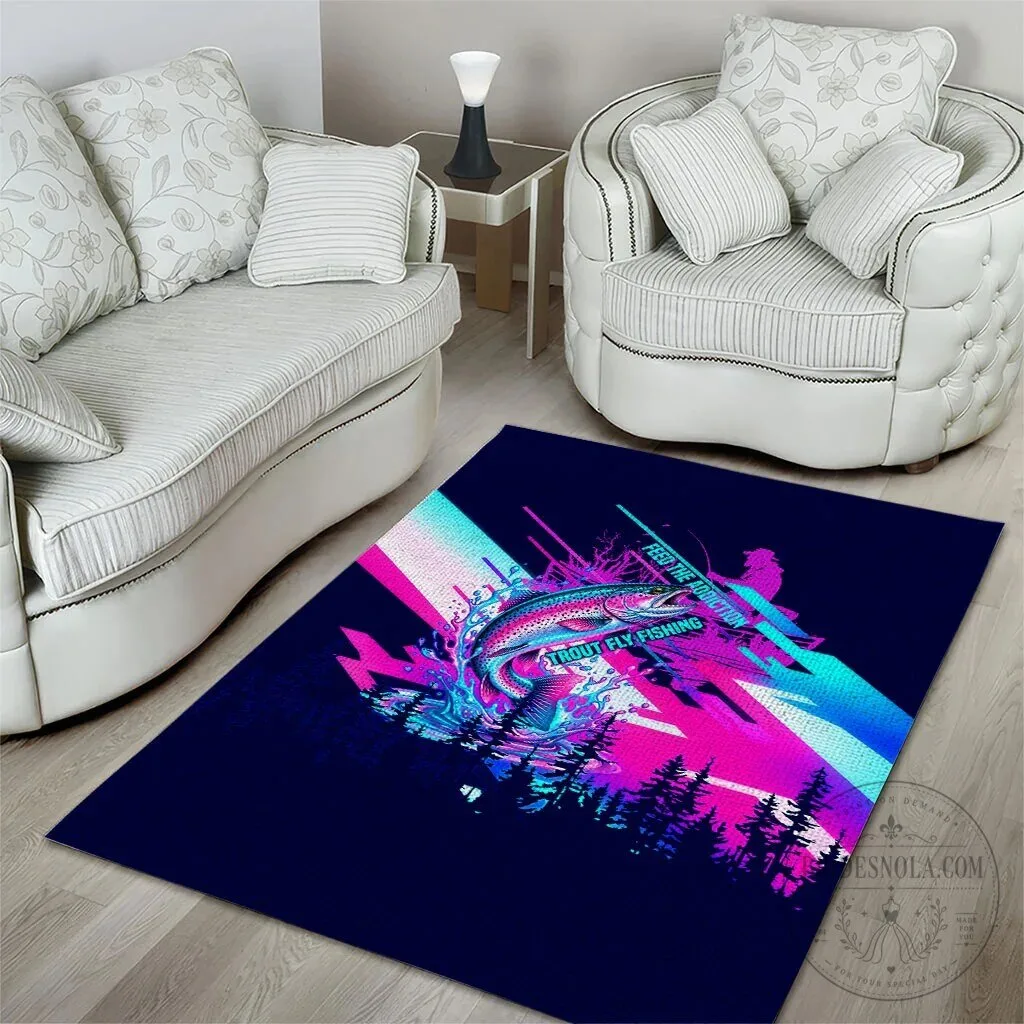 Trout Fly Fishing Born To Cast Vibrant Neon Cyberpunk Abstract Rainbow Trout Area Rug 12 Trout Fly Fishing Born To Cast Vibrant Neon Cyberpunk Abstract Rainbow Trout Area Rug