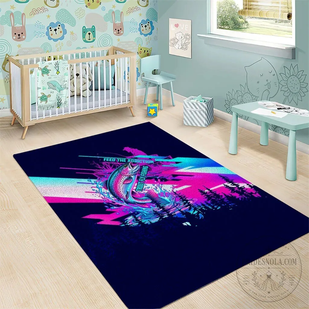 Trout Fly Fishing Born To Cast Vibrant Neon Cyberpunk Abstract Rainbow Trout Area Rug 13 Trout Fly Fishing Born To Cast Vibrant Neon Cyberpunk Abstract Rainbow Trout Area Rug