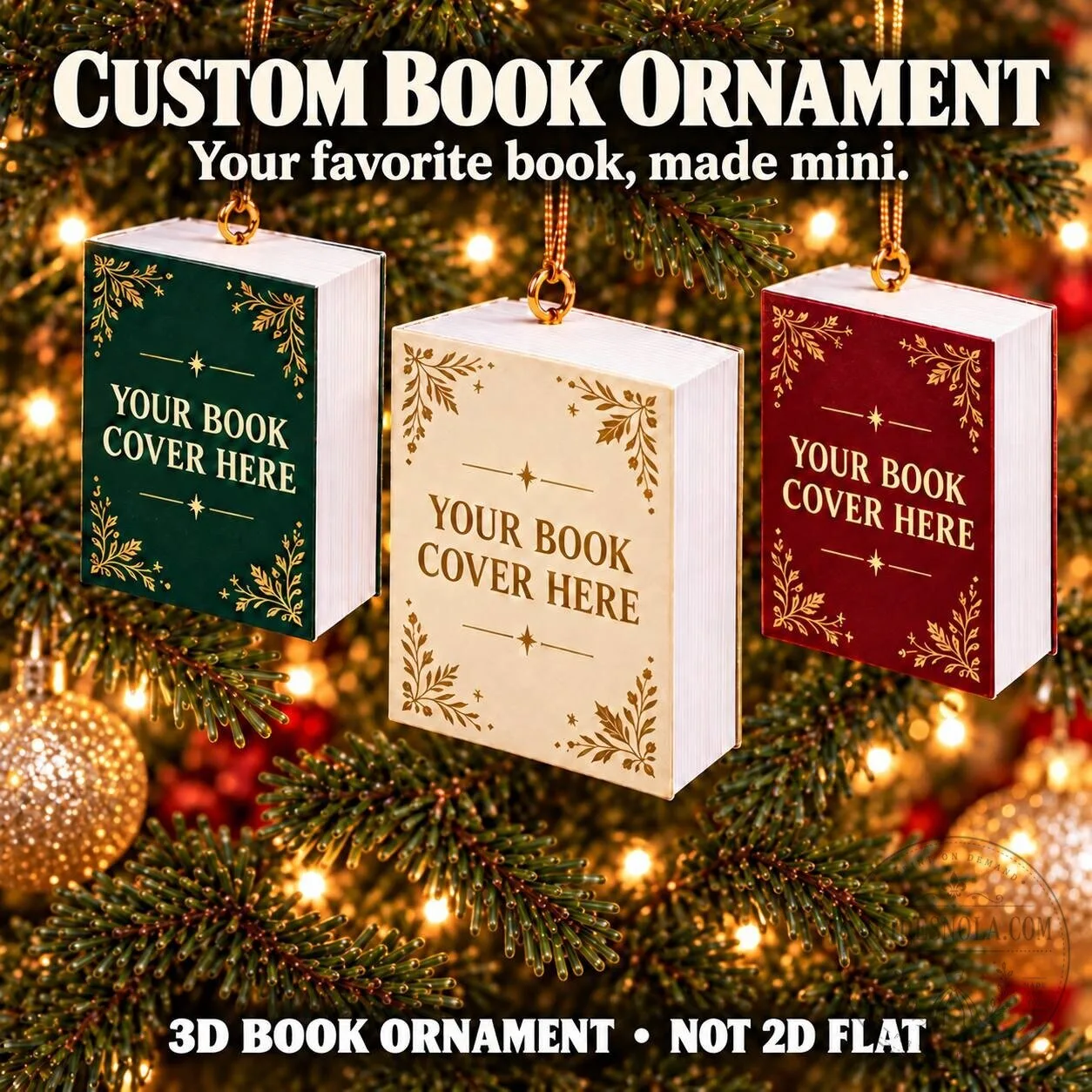 Personalized Custom Book Cover Christmas Tree Ornament Miniature Book Decoration