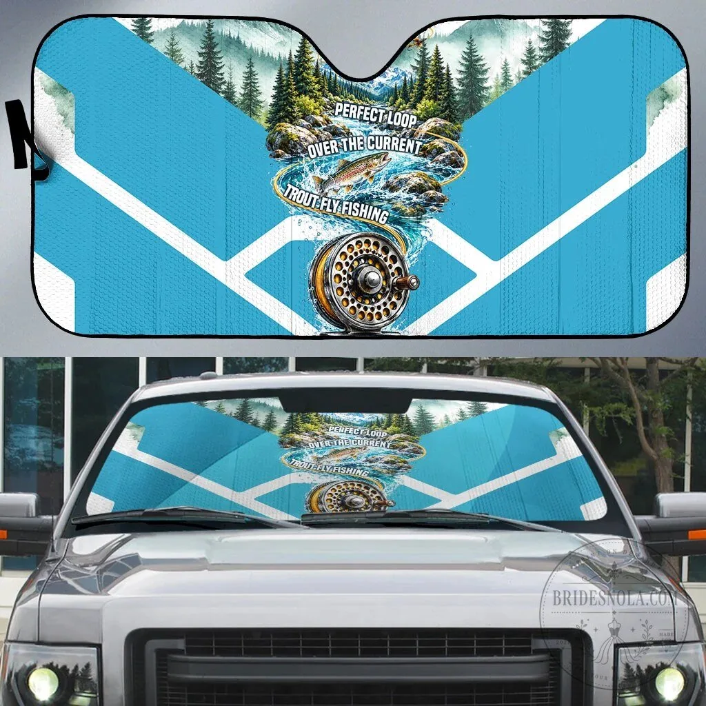Trout Fly Fishing Perfect Loop Over The Current Car Sunshade