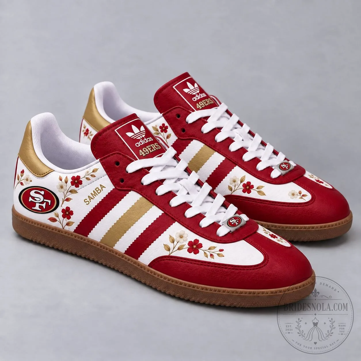 San Francisco 49ers Floral Game Day Adidas Samba Shoes