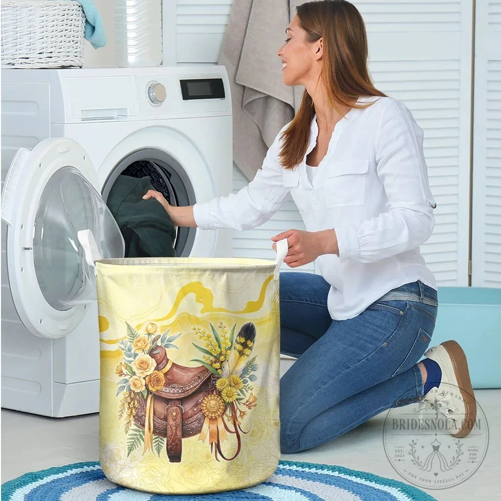 Floral Horse Saddle Yellow Rose Wattle Flowers Laundry Basket 8 Floral Horse Saddle Yellow Rose Wattle Flowers Laundry Basket