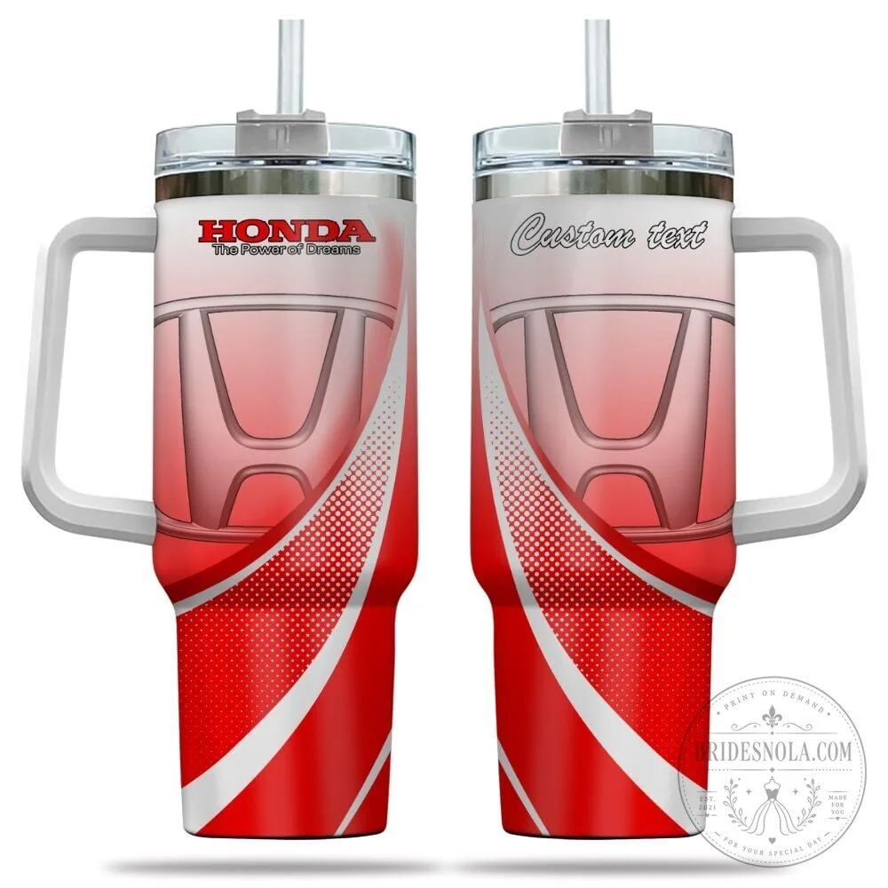Honda The Power of Dreams Custom Name Red White Patterned Tumbler