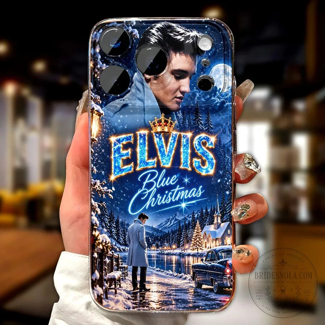 Elvis Presley Blue Christmas Winter Scene Phone Case