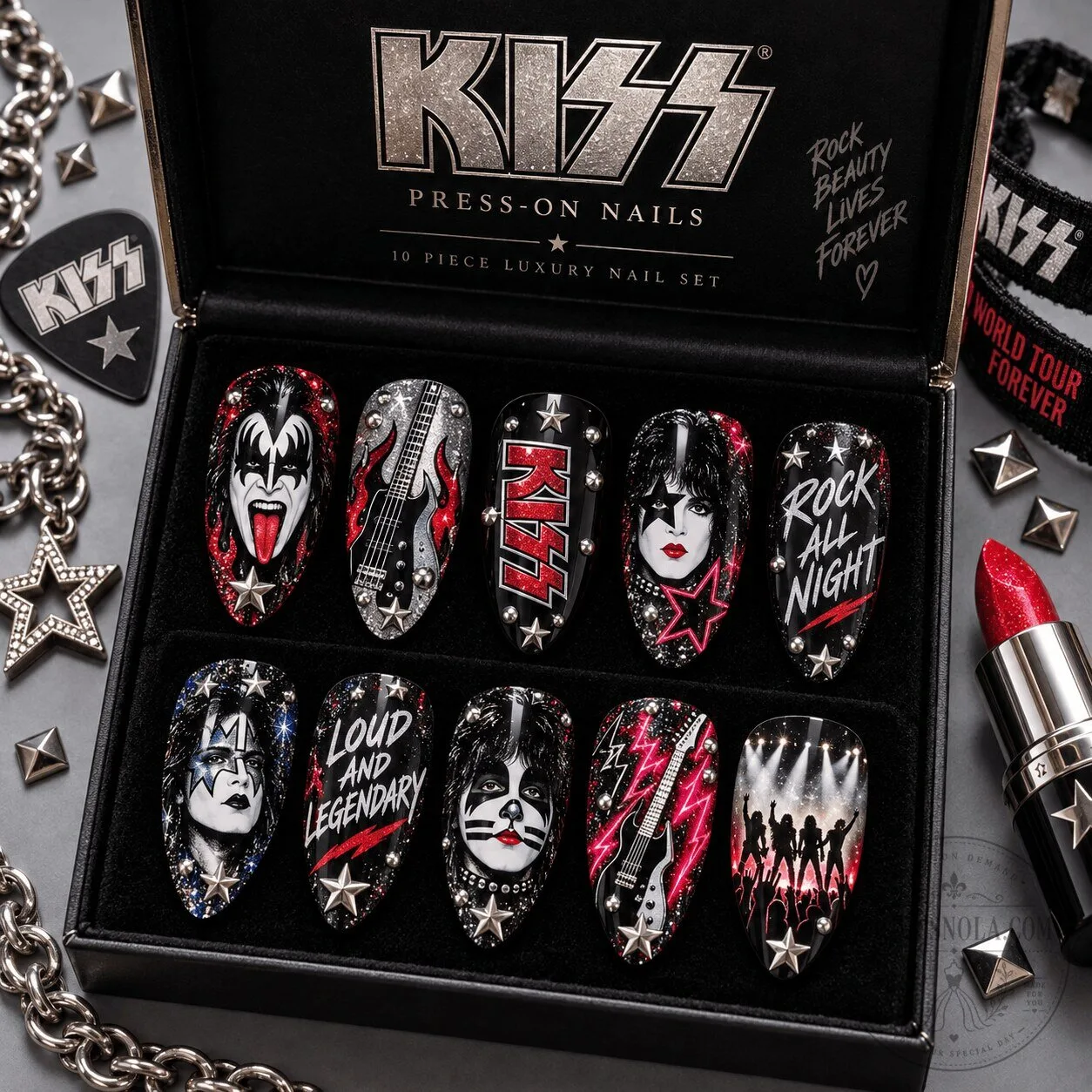 KISS Band Glam Rock Music Press-On Nails Set for Women