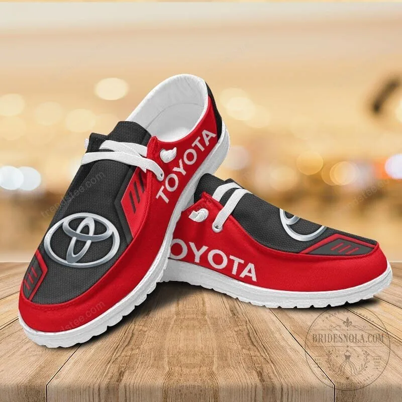Toyota Car Logo Red and Black Design Casual Loafer Shoes for Men