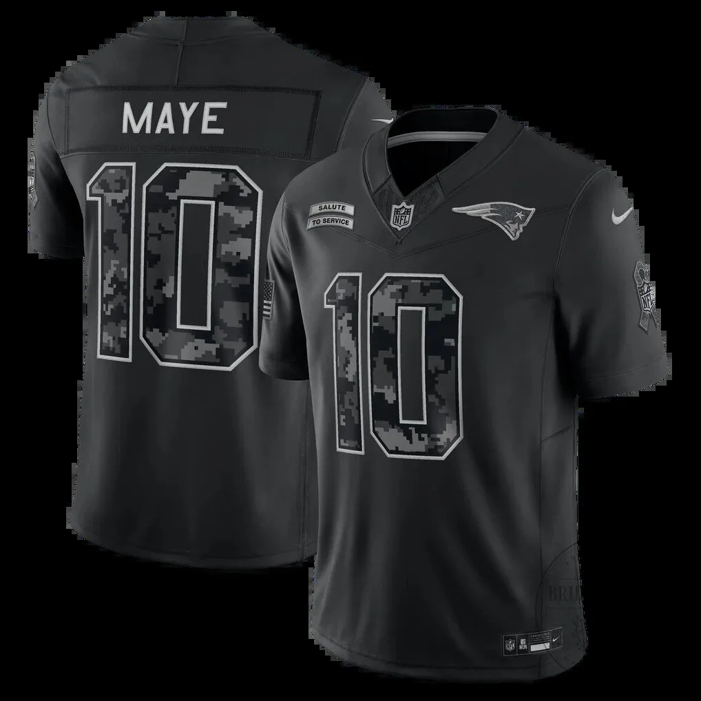 New England Patriots Black Salute To Service Jersey for Drake Maye 2 New England Patriots Black Salute To Service Jersey for Drake Maye