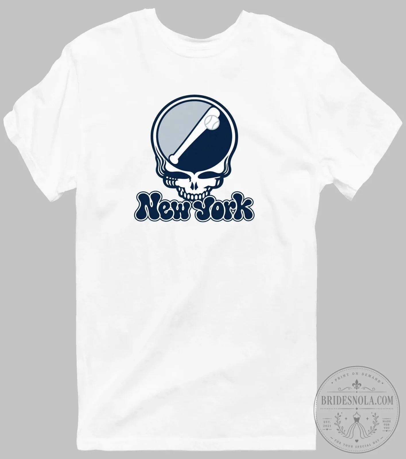 Grateful Dead Steal Your Face New York Baseball White T-Shirt 3 Grateful Dead Steal Your Face New York Baseball White T-Shirt