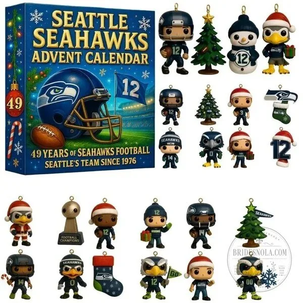 Seattle Seahawks Football Team 24 Day Advent Calendar Collectible Ornaments
