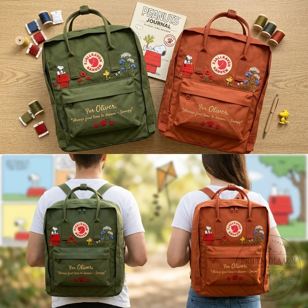 Snoopy Peanuts Character Embroidered Fjallraven Kanken Backpack