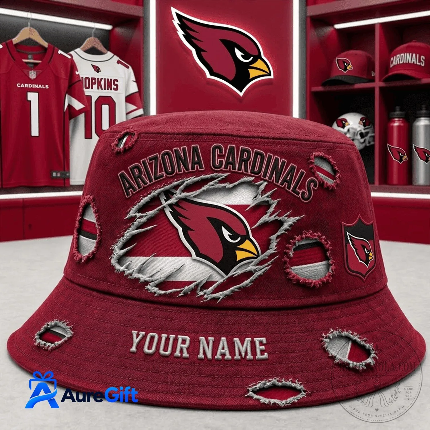Arizona Cardinals NFL Football Team Distressed Design Bucket Hat 2 Arizona Cardinals NFL Football Team Distressed Design Bucket Hat