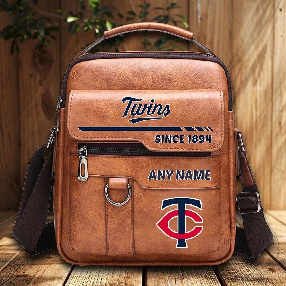 Minnesota Twins Personalized Vintage PU Leather Shoulder Bag