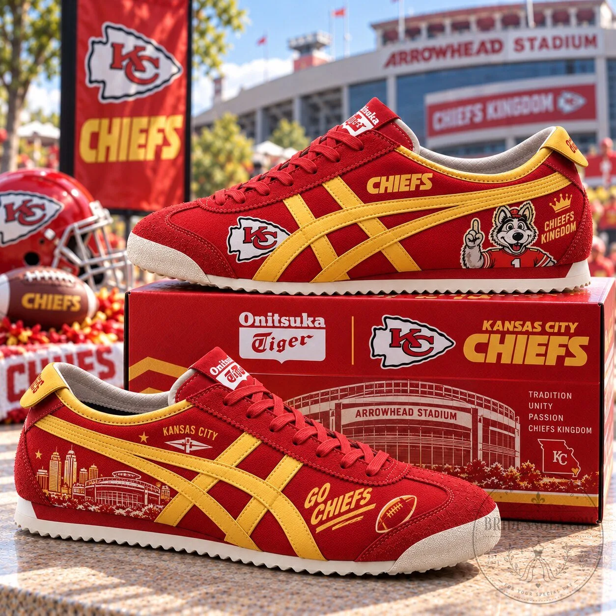 Kansas City Chiefs Onitsuka Tiger Mexico 66 Sneakers Shoes
