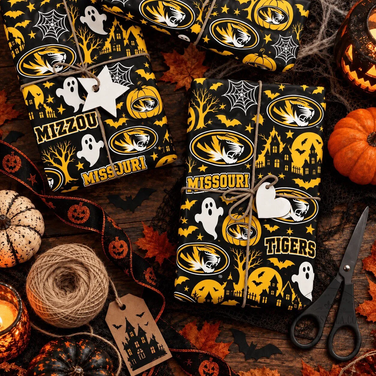 Missouri Tigers Halloween Spooky Night NCAA Football Team Wrapping Paper