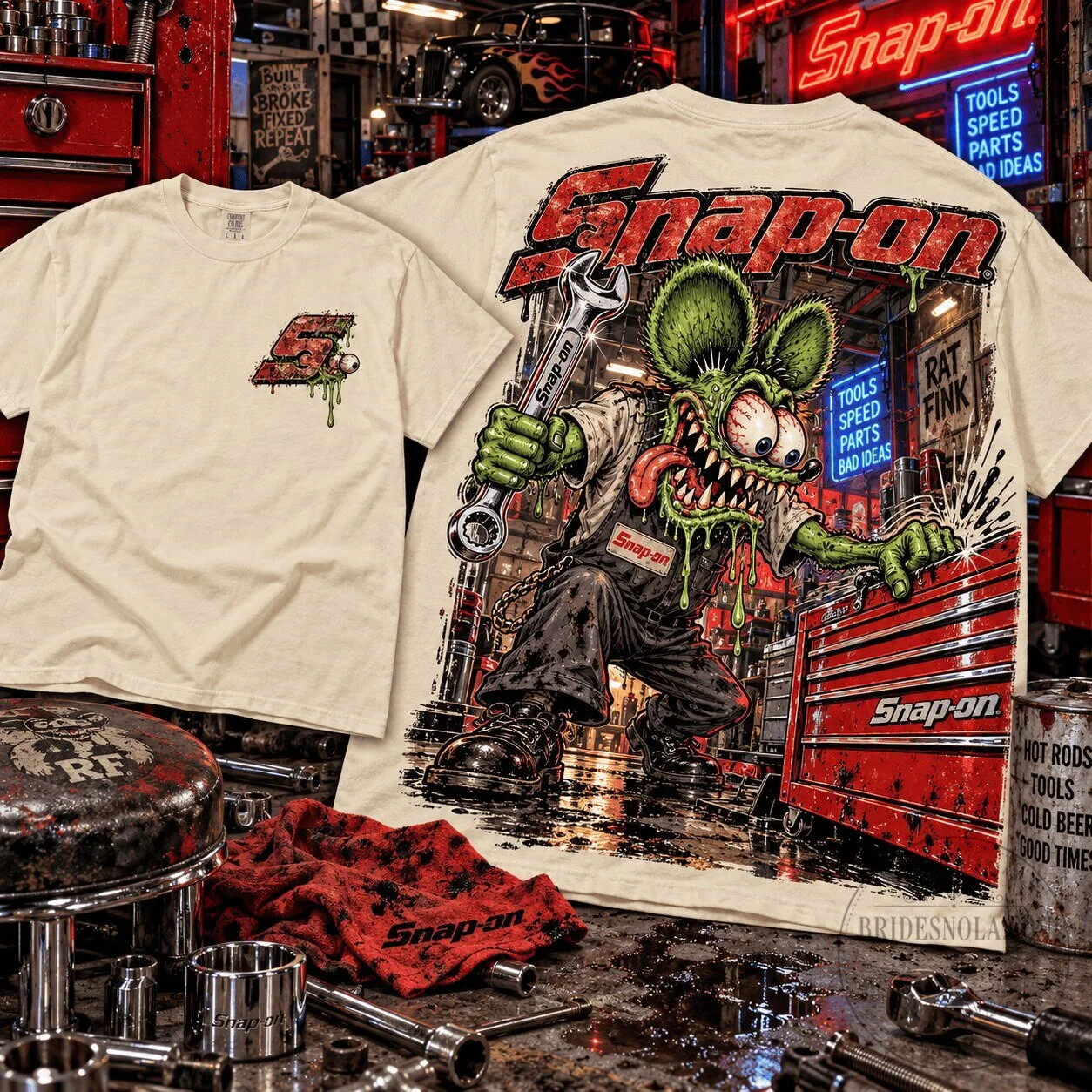 Snap-on Tools Rat Fink Garage Monster Mechanic Graphic T-Shirt 2 Snap-on Tools Rat Fink Garage Monster Mechanic Graphic T-Shirt