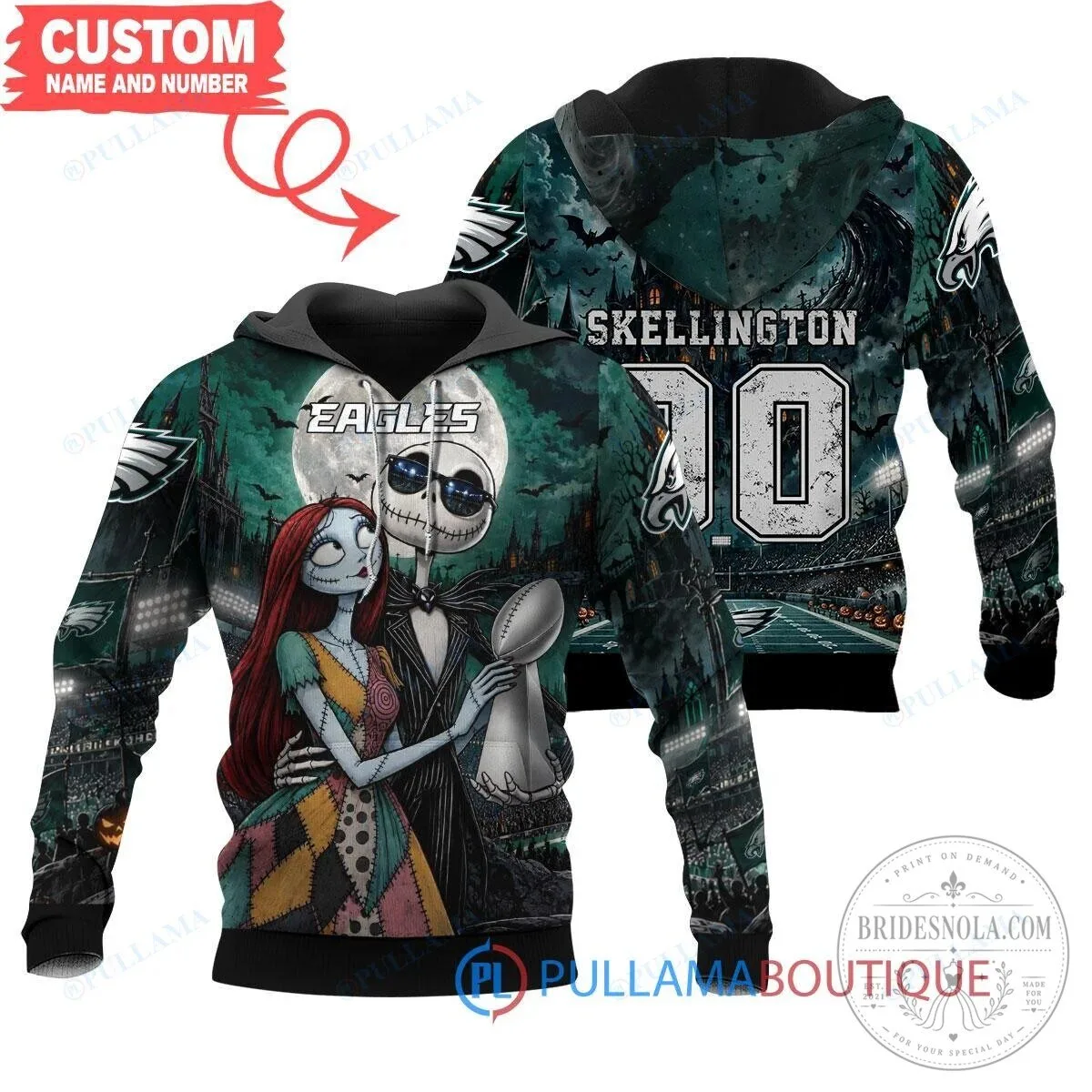 Philadelphia Eagles Jack Skellington Super Bowl LVII Champions Hoodie