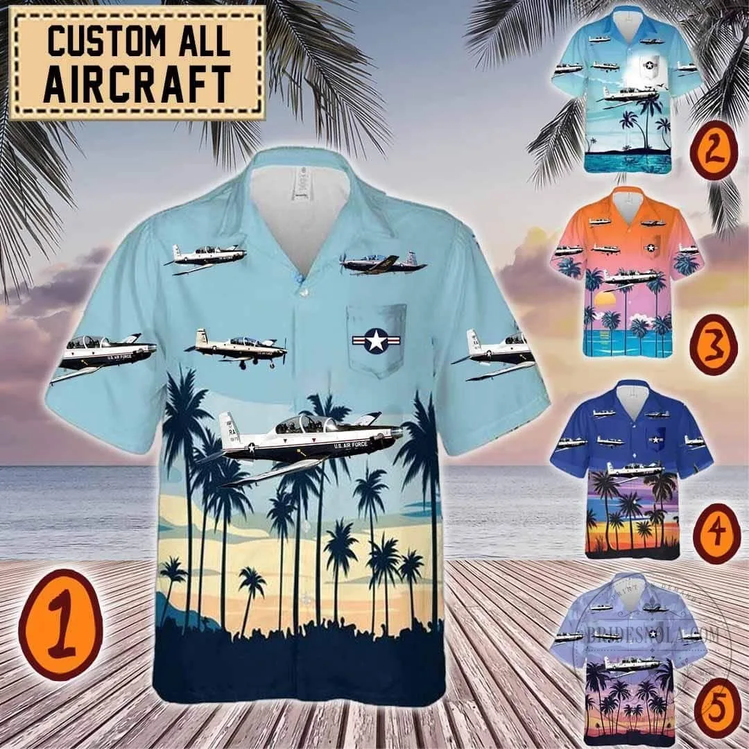 T-6A Texan II Aircraft Tropical Beach Hawaiian Shirt