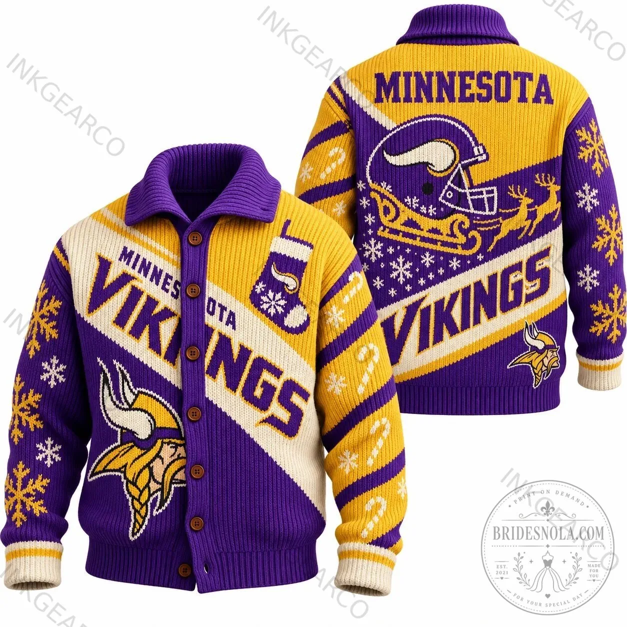 Minnesota Vikings NFL Ugly Christmas Sweater Knit Cardigan