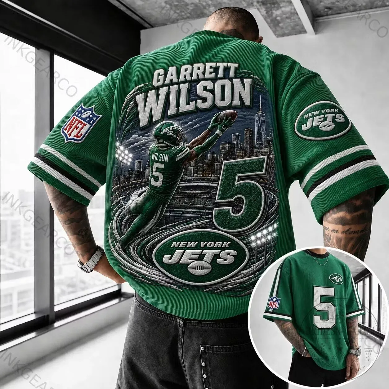 Garrett Wilson New York Jets Football Team Green NFL Fan T-Shirt 2 Garrett Wilson New York Jets Football Team Green NFL Fan T-Shirt