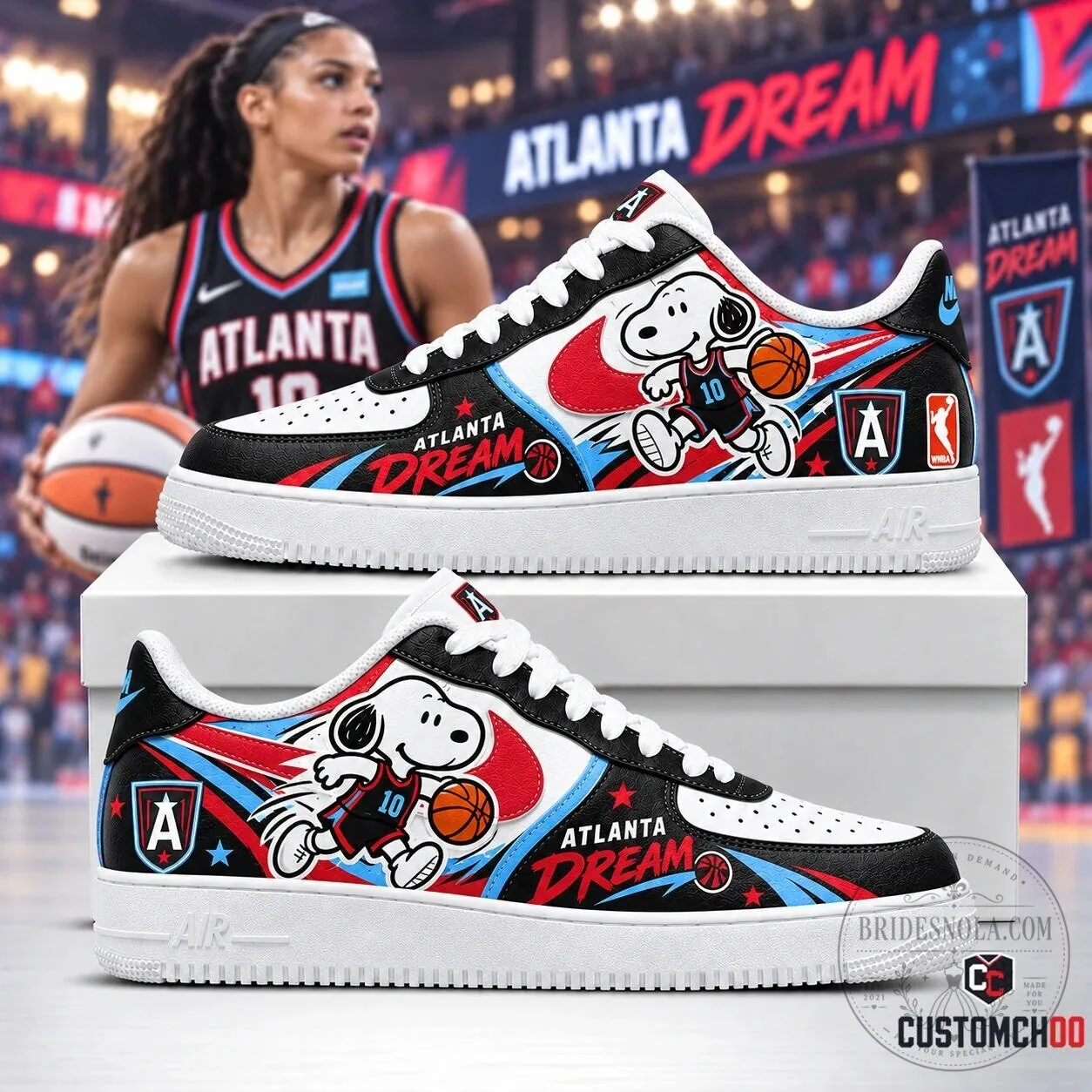 Atlanta Dream Snoopy Basketball Team Fan Air Force One Shoes