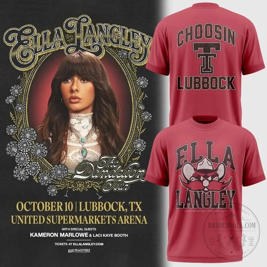 Ella Langley The Dandelion Tour Lubbock Texas Tech Red T-Shirt