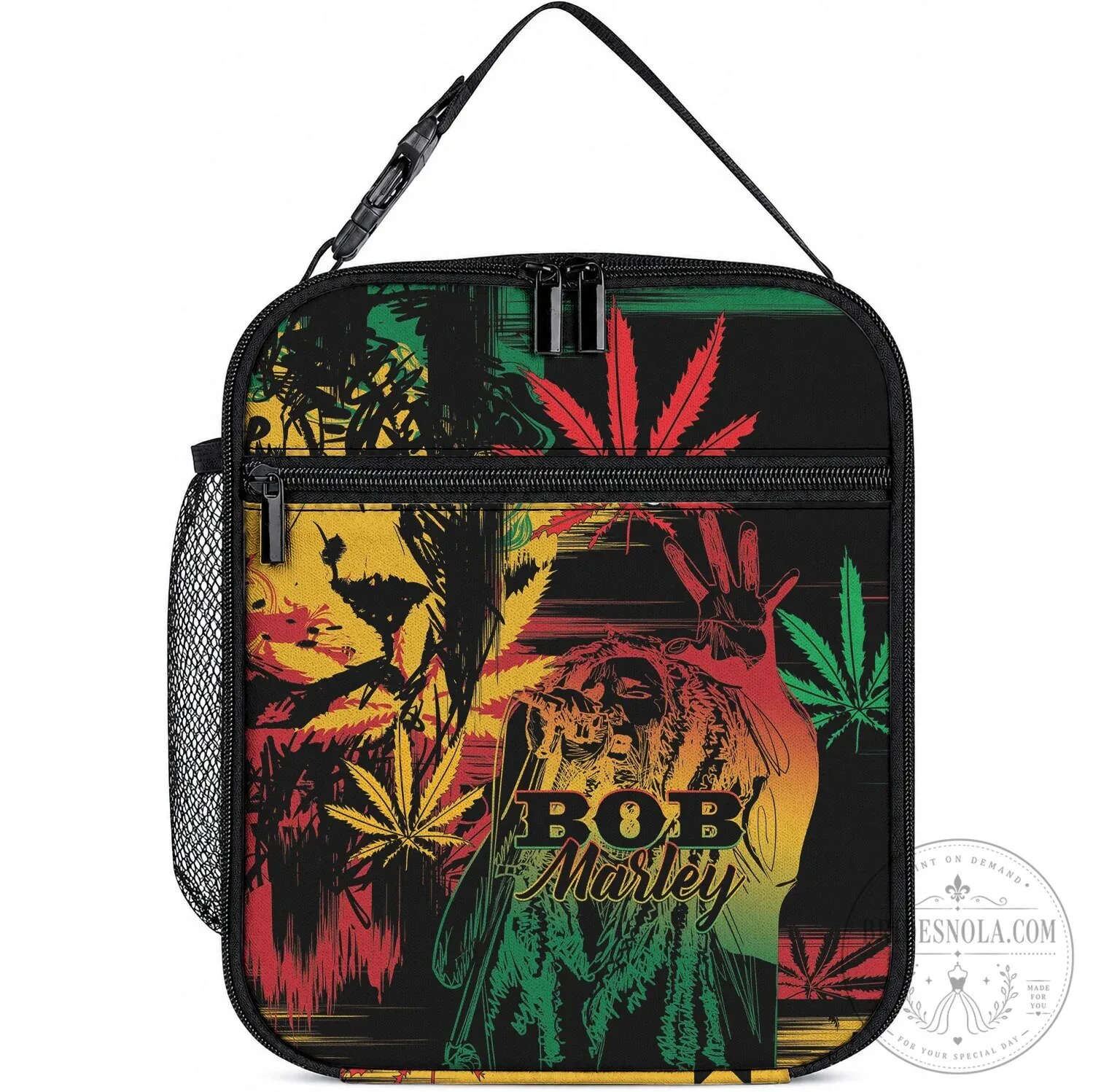 Bob Marley One Love Reggae Music Lunch Bag with Rastafarian Lion Design 7 Bob Marley One Love Reggae Music Lunch Bag with Rastafarian Lion Design