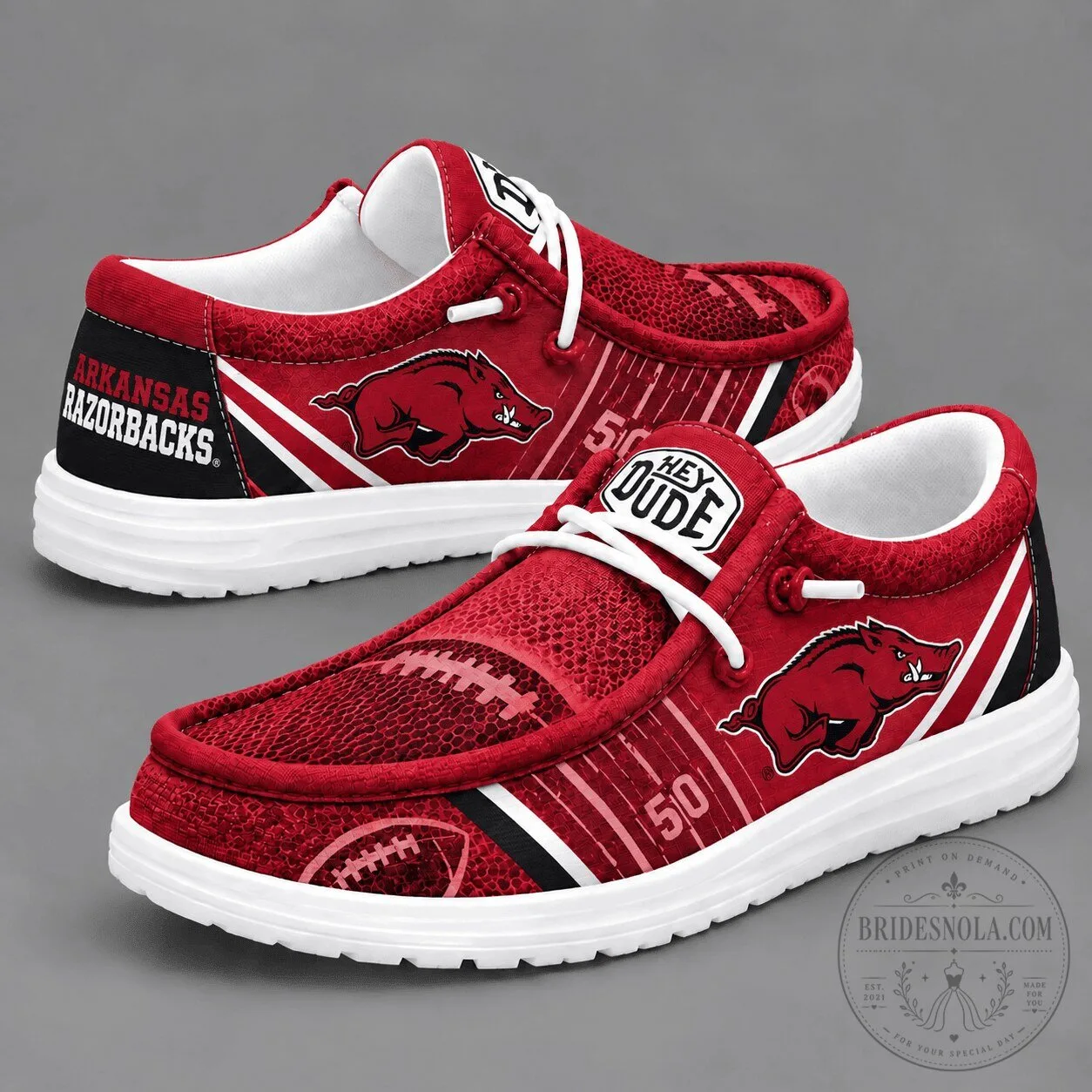 Arkansas Razorbacks Football Team Logo Red Fan Shoes