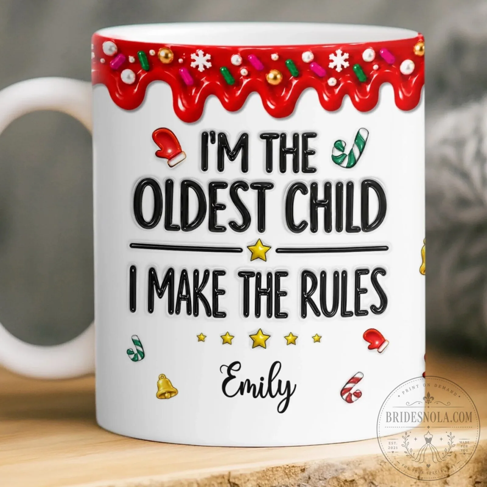 Oldest Child Makes The Rules Personalized Christmas Mug