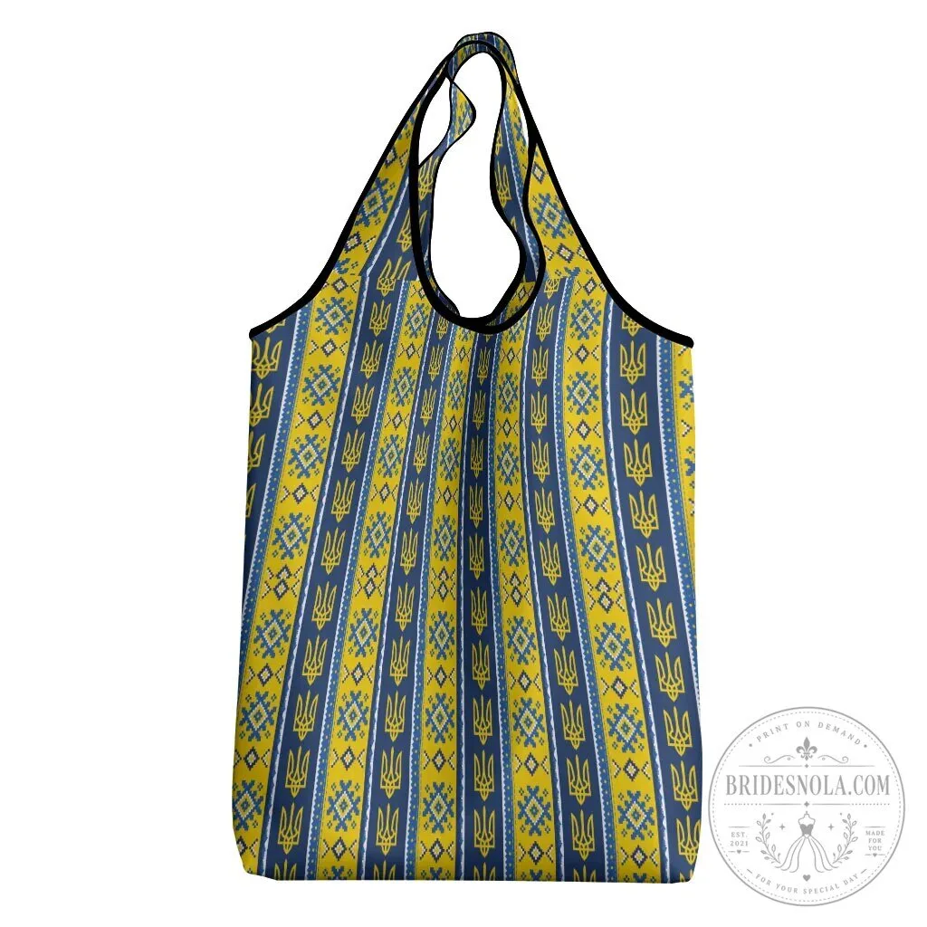Ukrainian Trident Pattern Reusable Shopping Bag with Christmas Ornament Design 11 Ukrainian Trident Pattern Reusable Shopping Bag with Christmas Ornament Design