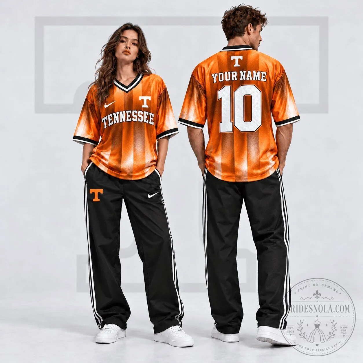 Tennessee Volunteers NCAA Personalized Orange Gradient V-Neck Football Jersey 3 Tennessee Volunteers NCAA Personalized Orange Gradient V-Neck Football Jersey