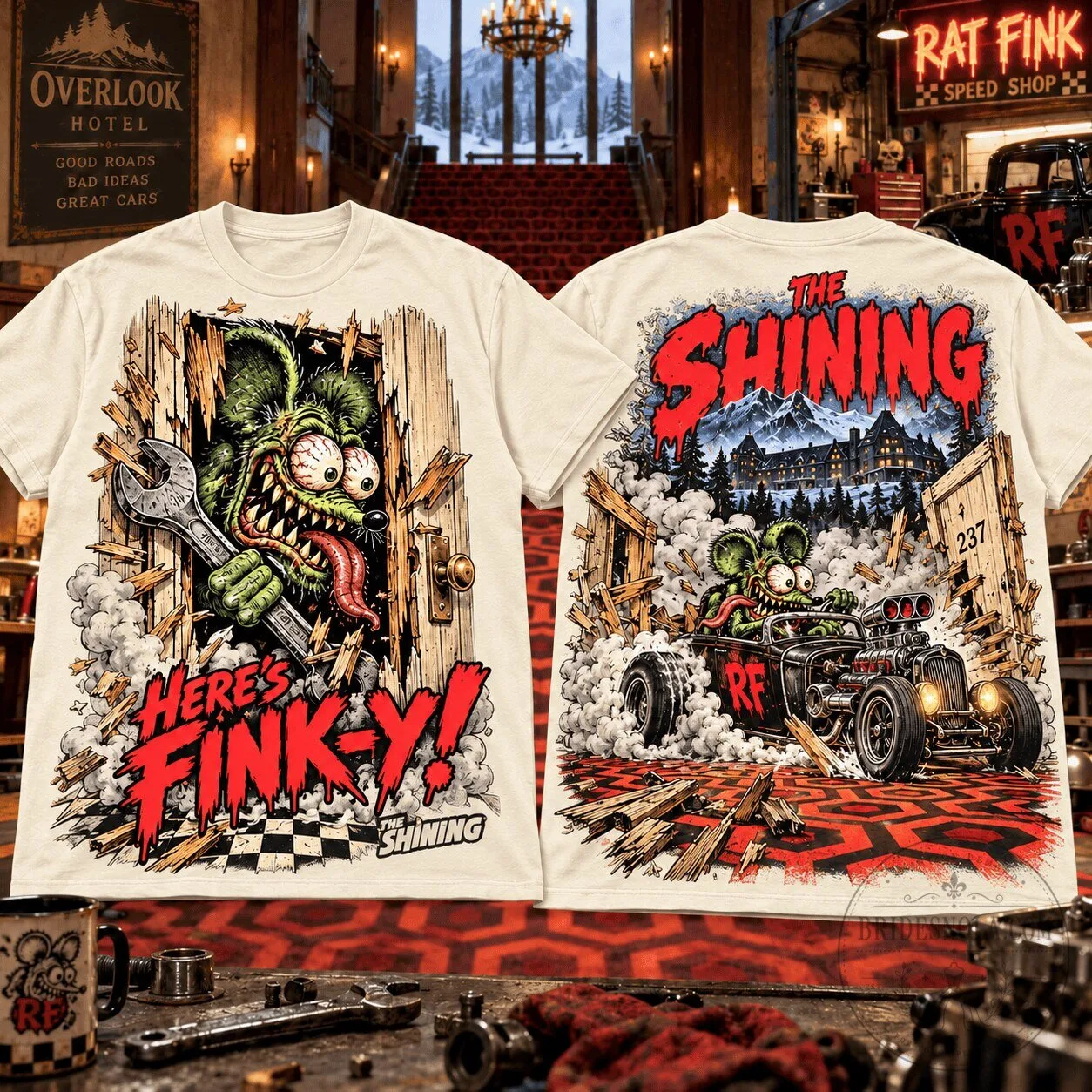 The Shining Here's Finky Rat Fink Horror Movie Graphic T-Shirt