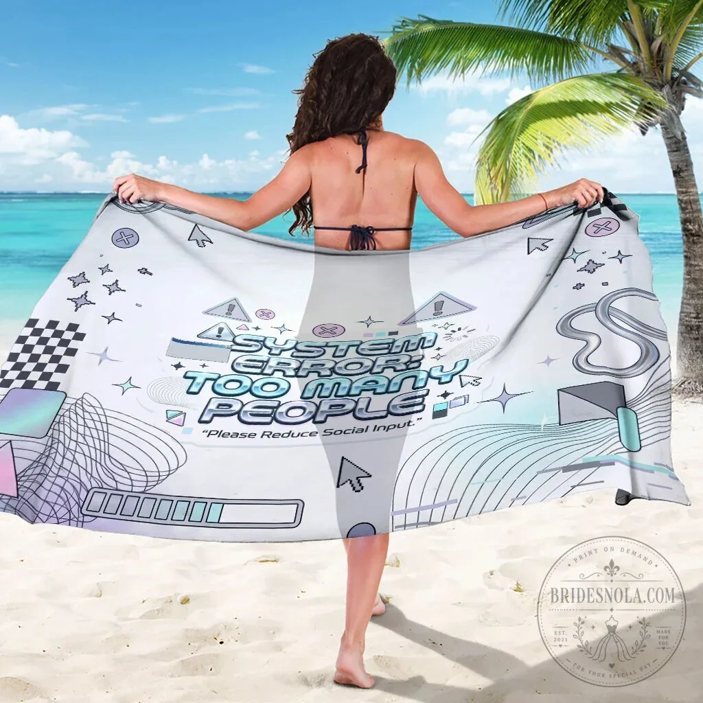 System Error Too Many People Y2K Retro Tech Computer Interface Beach Towel 8 System Error Too Many People Y2K Retro Tech Computer Interface Beach Towel