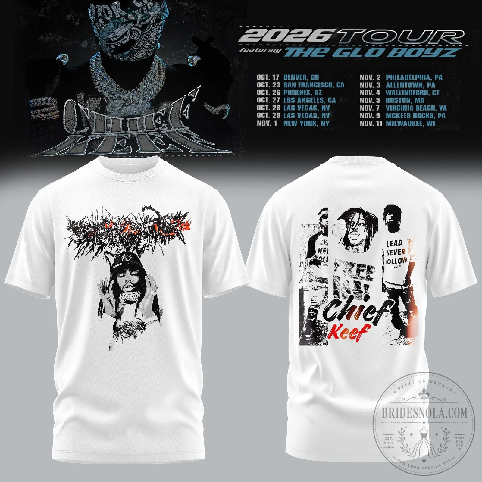 Chief Keef The Glo Boyz 2026 Tour Dates Concert Music Fan T-Shirt