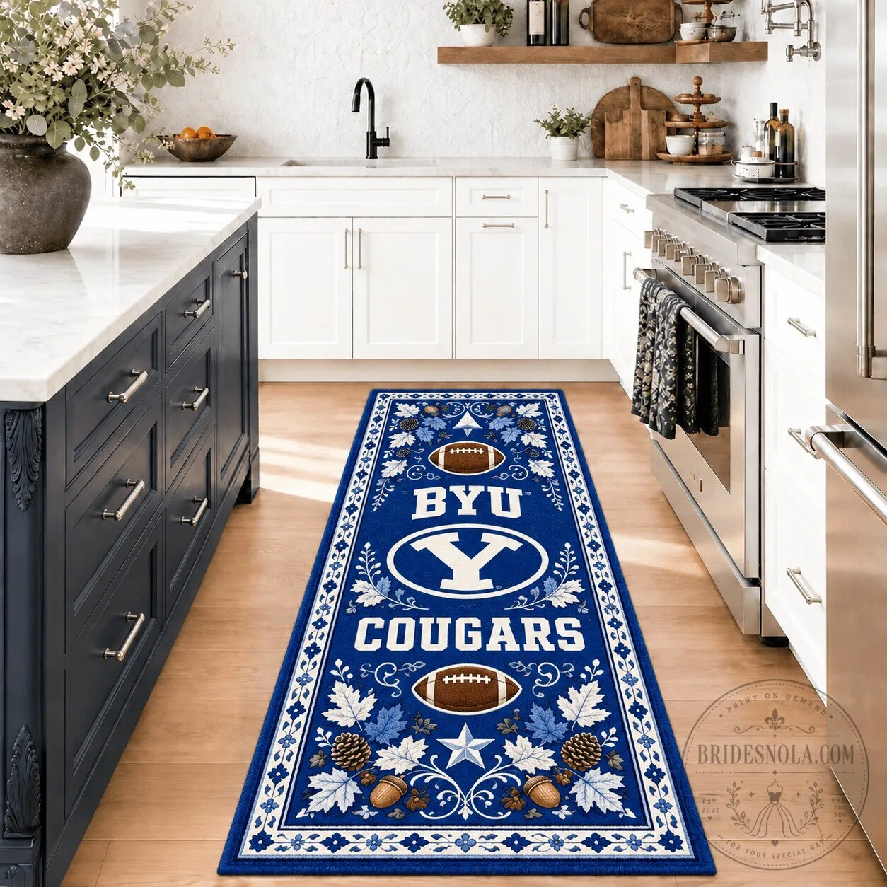 Brigham Young University Cougars Football Team Kitchen Runner Rug