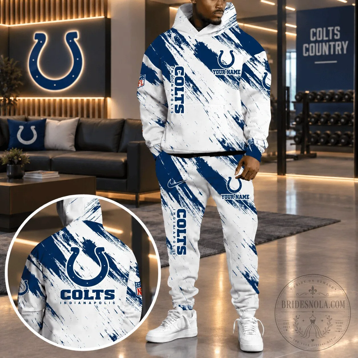 Indianapolis Colts Personalized National Football League Team Hoodie and Sweatpants Set