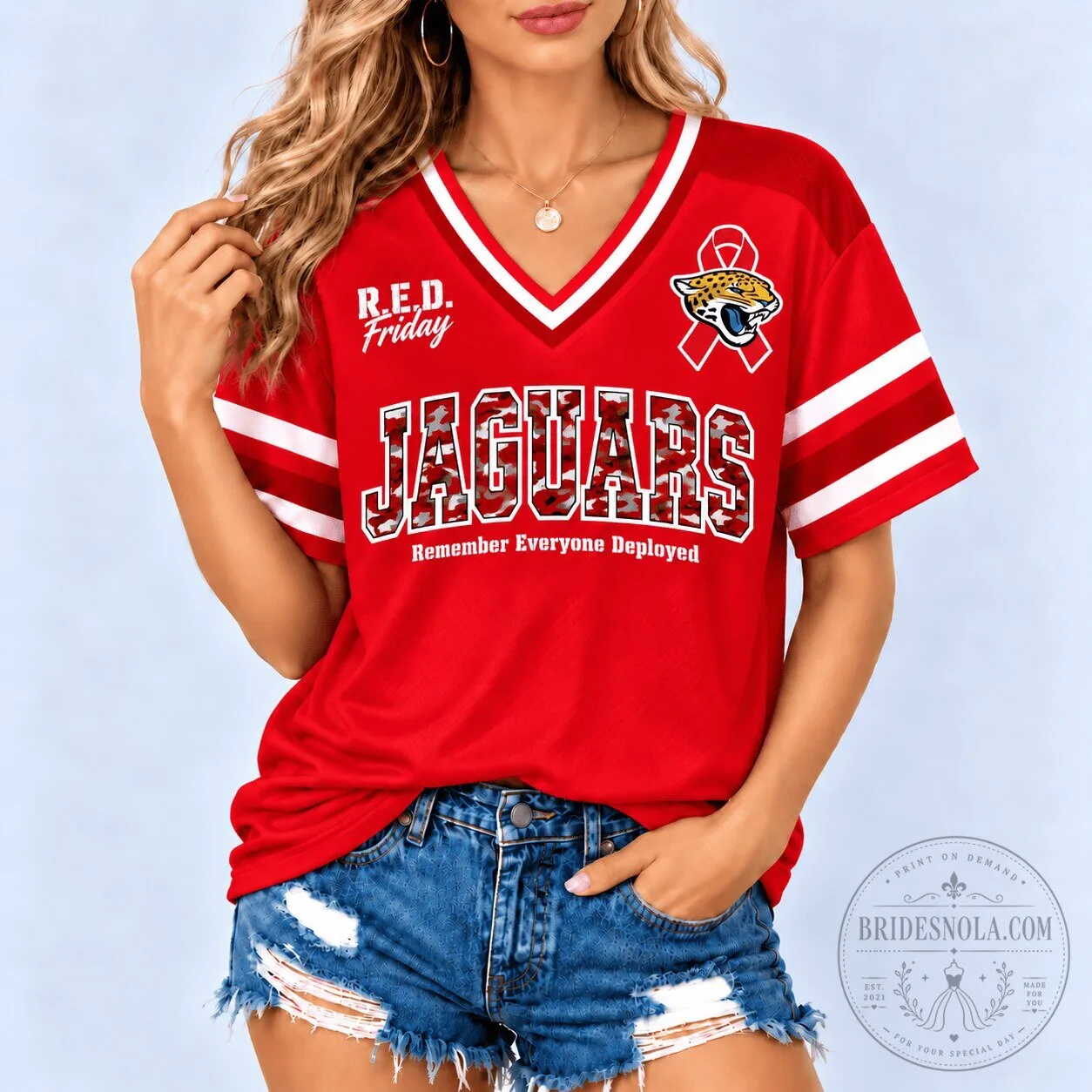 Jacksonville Jaguars Remember Everyone Deployed R.E.D. Friday Women's T-Shirt