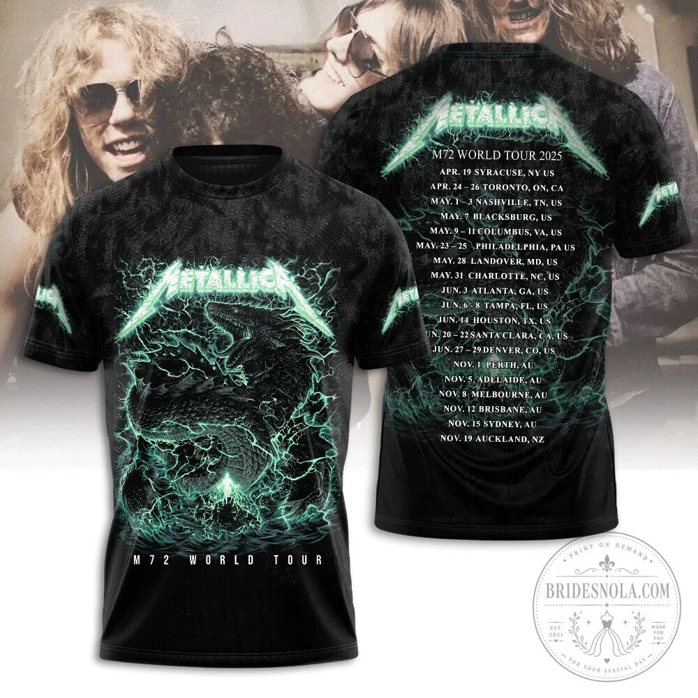 Metallica M72 World Tour 2025 Concert Schedule Black T-Shirt