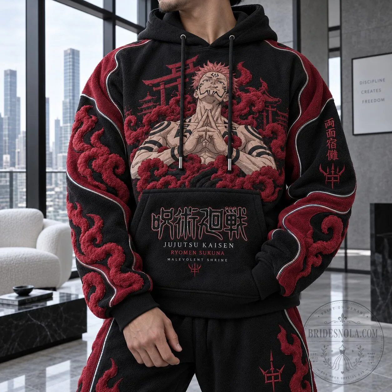 Jujutsu Kaisen Ryomen Sukuna Malevolent Shrine Anime Graphic Hoodie