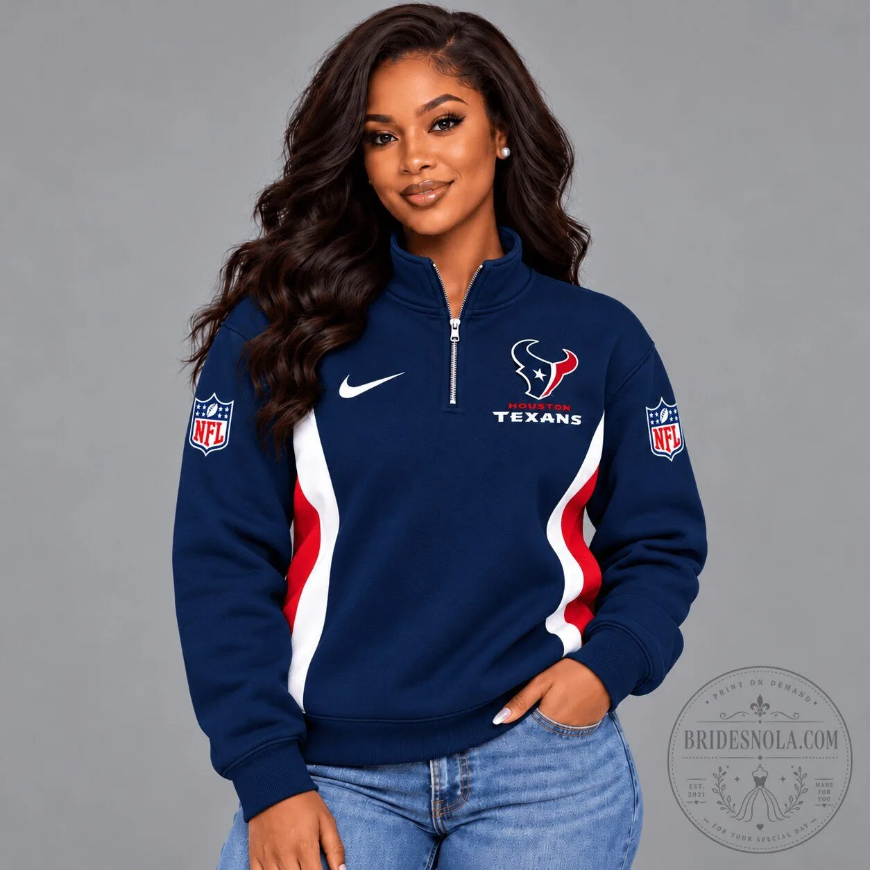 Houston Texans NFL Nike Quarter-Zip Pullover Sweatshirt for Women