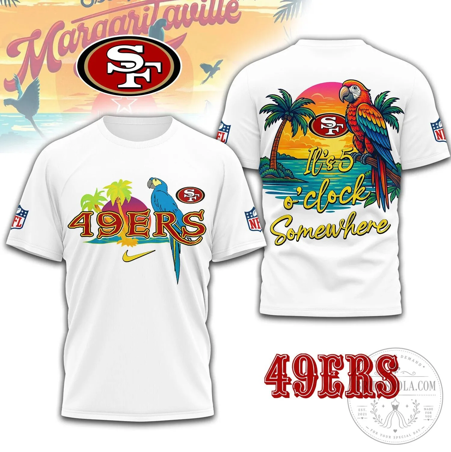 San Francisco 49ers Margaritaville It's 5 O'Clock Somewhere T-Shirt
