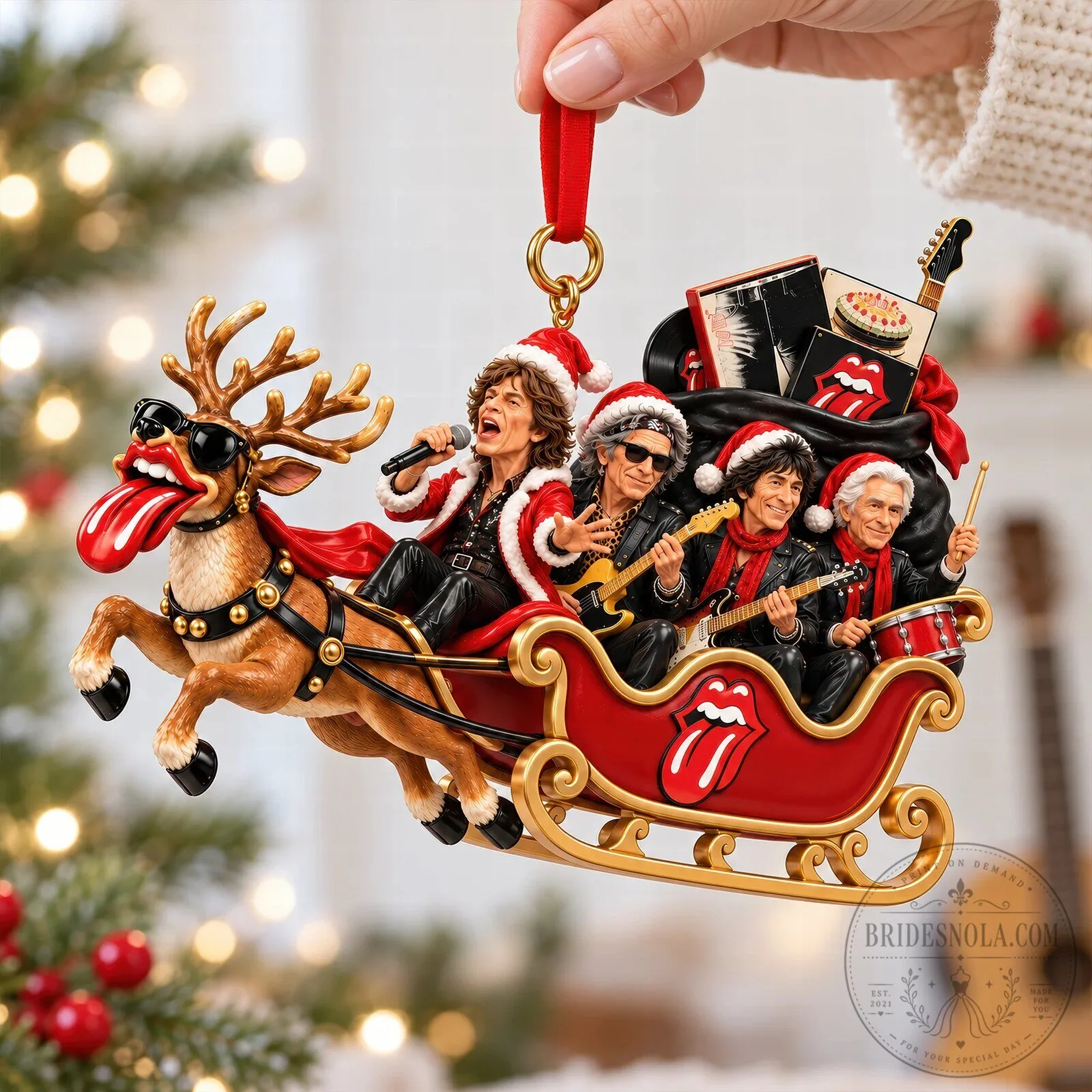 The Rolling Stones Christmas Sleigh Ride with Reindeer Holiday Ornament 9 The Rolling Stones Christmas Sleigh Ride with Reindeer Holiday Ornament