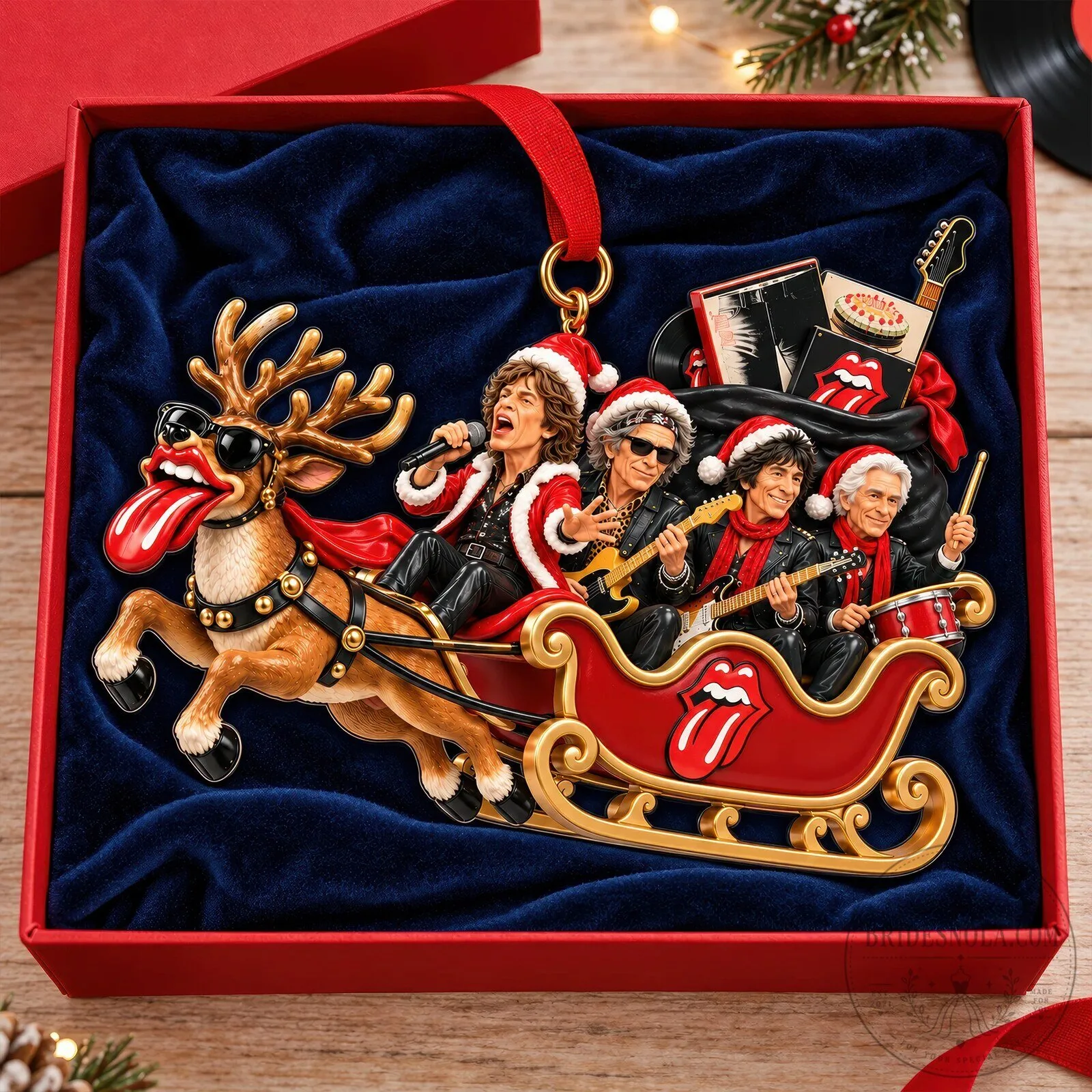 The Rolling Stones Christmas Sleigh Ride with Reindeer Holiday Ornament 10 The Rolling Stones Christmas Sleigh Ride with Reindeer Holiday Ornament