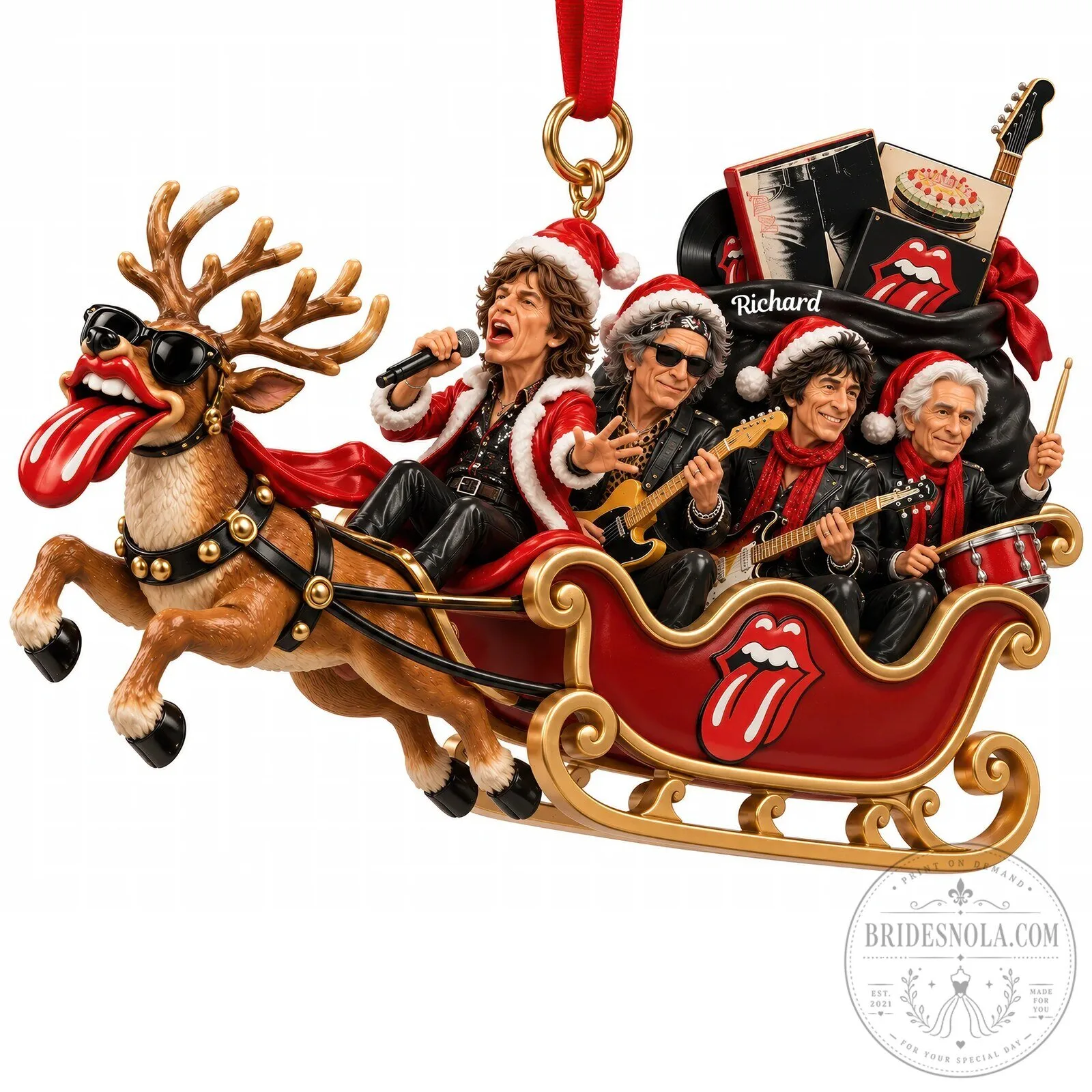 The Rolling Stones Christmas Sleigh Ride with Reindeer Holiday Ornament 11 The Rolling Stones Christmas Sleigh Ride with Reindeer Holiday Ornament